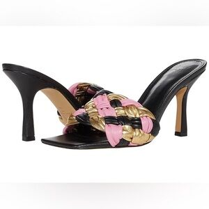 Marc Fisher Draya pink and gold braided kitten heel miles, size 6.5, EUC, classy